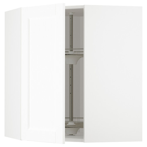 METOD Corner wall cabinet with carousel, white Enköping/white wood effect, 68x80 cm