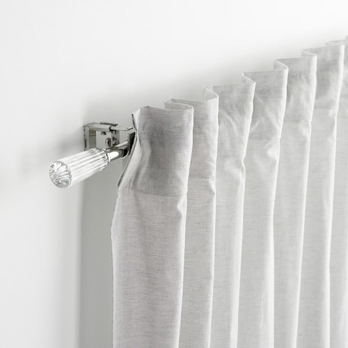 SOLDVÄRGMAL Curtain rod set, silver-colour, 120-210 cm 19 mm
