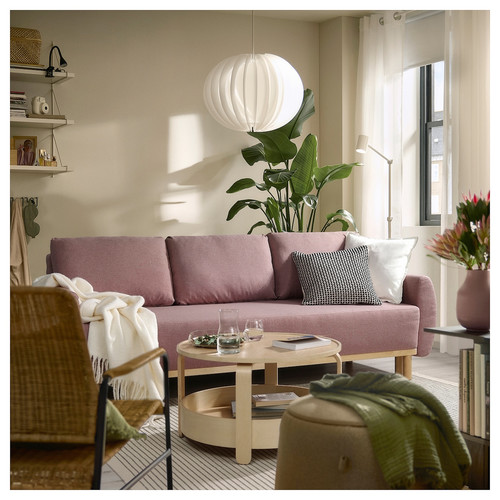 GRUNNARP 3-seat sofa-bed, Gunnared light brown-pink
