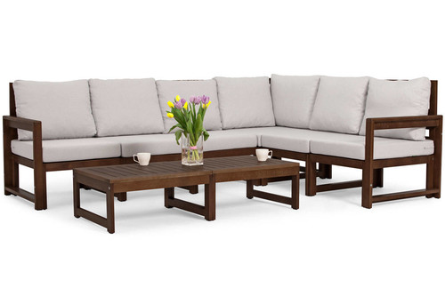 Outdoor Corner Furniture Set XXL MALTA, dark brown/grey