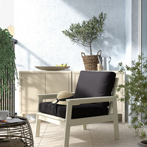 BONDHOLMEN Armchair, outdoor, white/beige/Järpön/Duvholmen anthracite