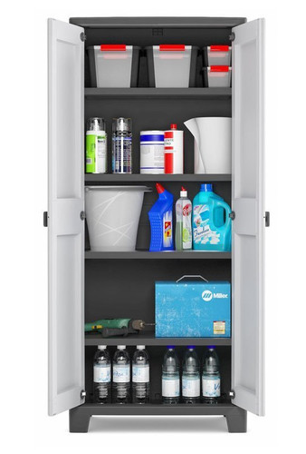 Outdoor/Workshop High Cabinet, Multi-use, XL tall, black-grey