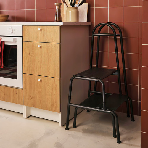 BÄSINGEN Step stool with handrail, 2-steps, anthracite