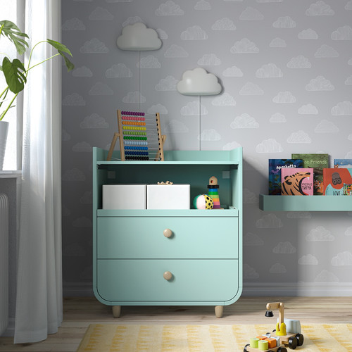 MYLLRA Changing table with drawers, light turquoise