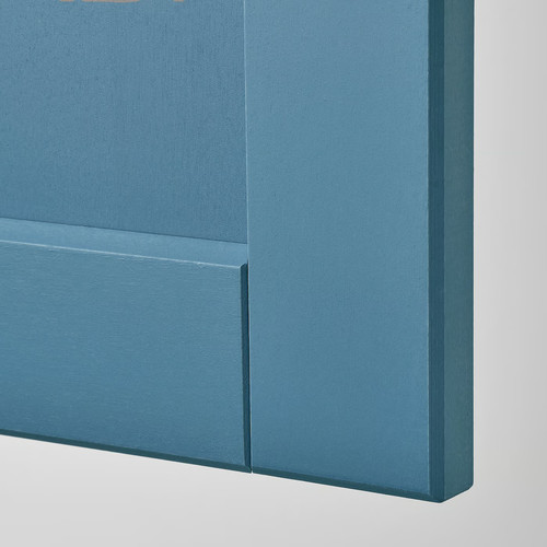 METOD Corner wall cabinet with carousel, white/Lerhyttan blue, 68x60 cm