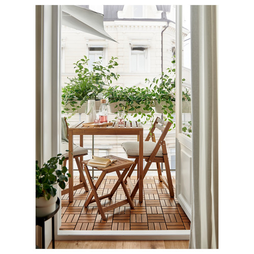 NÄMMARÖ Chair, outdoor, foldable/light brown stain