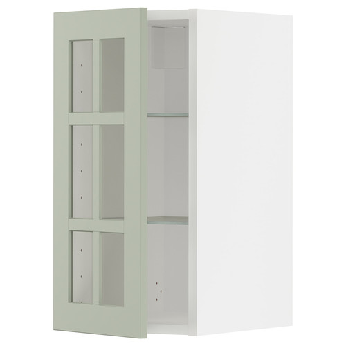 METOD Wall cabinet w shelves/glass door, white/Stensund light green, 30x60 cm