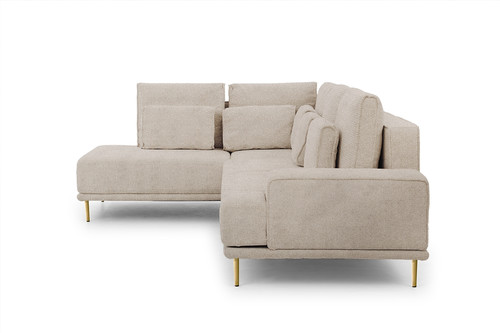 Corner Sofa-Bed Left Nicole L Crown 2 Beige/gold legs, beige