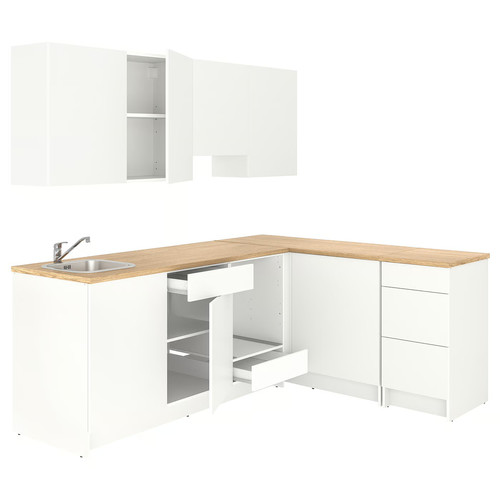 KNOXHULT Corner kitchen, white, 243x164x220 cm