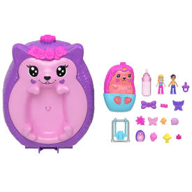 Polly Pocket Hedgehog Mom & Baby Purse Playset JBJ91 4+
