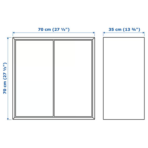 EKET Cabinet w 2 doors and 1 shelf, white, 70x35x70 cm