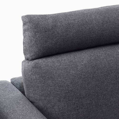 VIMLE 3-seat sofa with chaise longue, with headrest/Gunnared medium grey