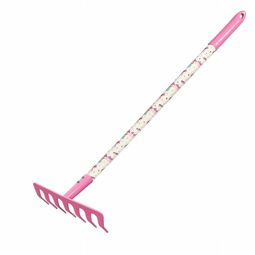 Children's Metal Garden Rake 64cm, pink