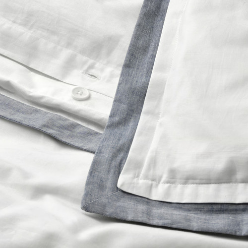 TÅTELSMYGARE Duvet cover and 2 pillowcases, white/blue, 200x200/50x60 cm