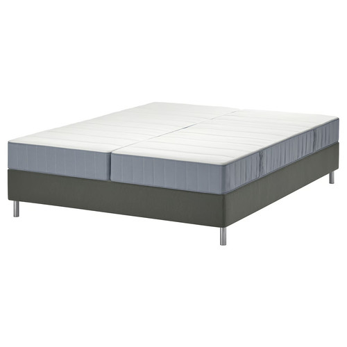 LYNGÖR Divan bed, Vesteröy firm/medium firm/light blue dark grey, 160x200 cm