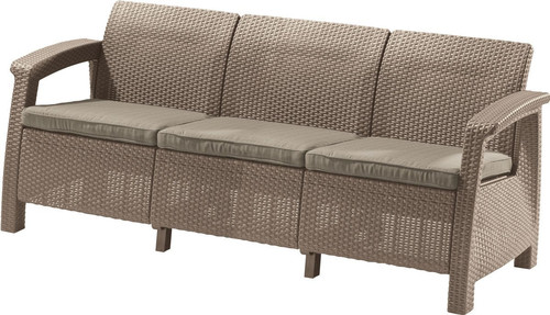 Garden Outdoor Sofa 3-seat, cappuccino