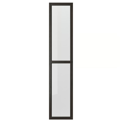 OXBERG Glass door, dark brown oak effect, 40x192 cm