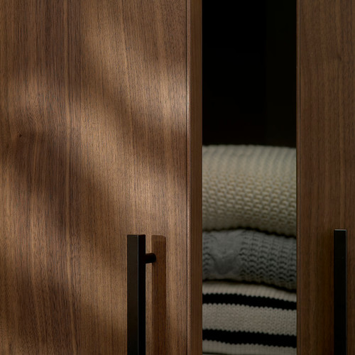 BJÖRNESKOGEN Door with hinges, walnut veneer, 50x195 cm