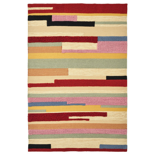 BRÖNDEN Rug, low pile, handmade multicolour/red, 133x195 cm