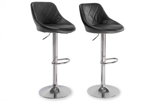Bar Stool, faux leather, black/chrome
