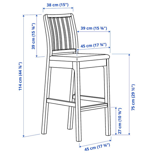 EKEDALEN / EKEDALEN Bar table and 4 bar stools, dark brown/Ramna light grey, 120 cm