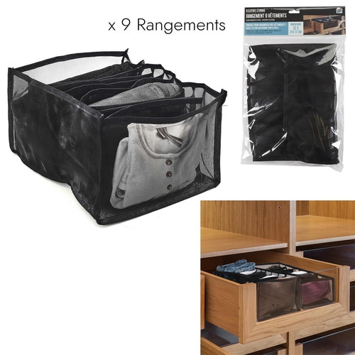 9-Compartment Underwear Organizer, black