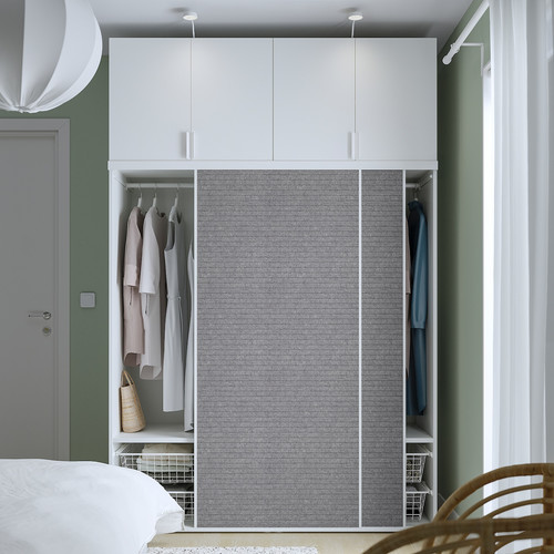 PLATSA Wardrobe w 2 sliding doors+4 doors, white LARKOLLEN double sided/beige/dark grey FONNES white, 160x57x241 cm