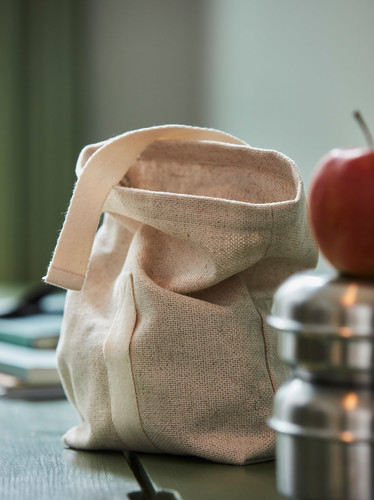 HAJMAL Snack bag, fabric, natural, 14x6x22 cm