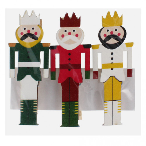 Decorative Christmas Clothespins, 7 cm, Mixed Designs, 3 pcs