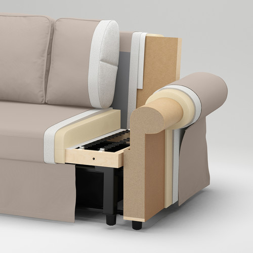 VRETSTORP 3-seat sofa-bed, Kilanda light beige