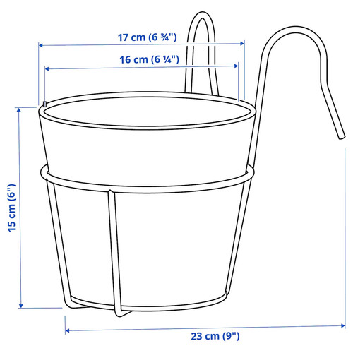 VITLÖK Plant pot with holder, in/outdoor/turquoise, 15 cm