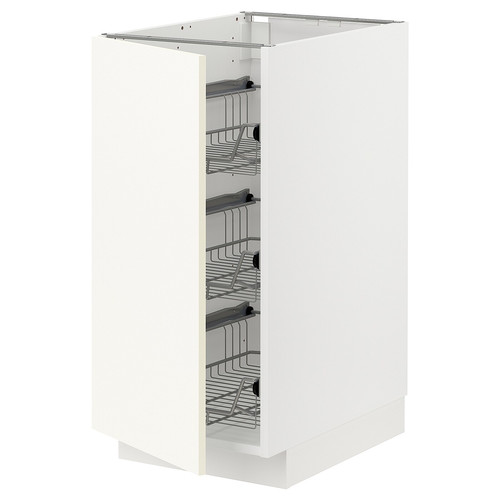 METOD Base cabinet with wire baskets, white/Vallstena white, 40x60 cm