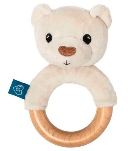 Whisbear Eco Wooden Teether Teddy Bear, light beige, 3m+