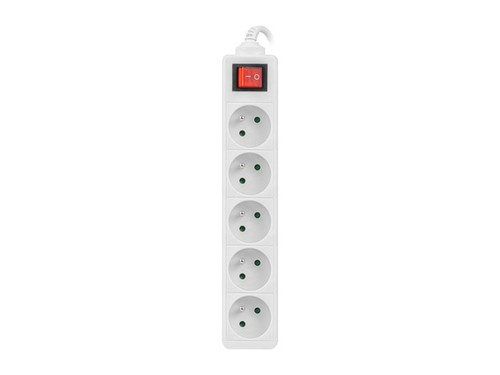 Lanberg Power Strip 5xFR, with circut breaker, full CU, 1.5m, white