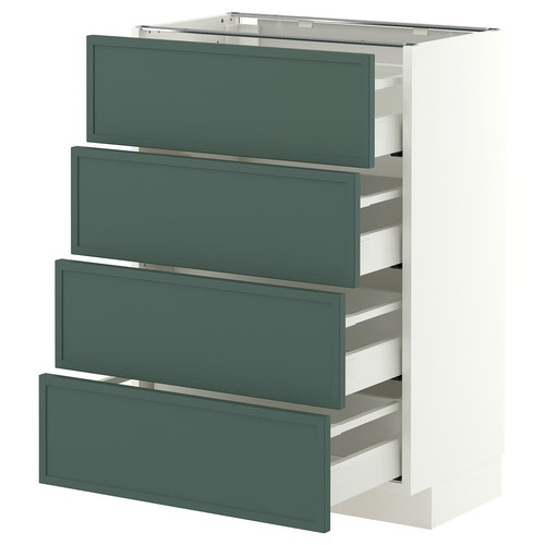 METOD/MAXIMERA Base cab 4 frnts/4 drawers, white/Aspudden dark grey-green, 60x37 cm