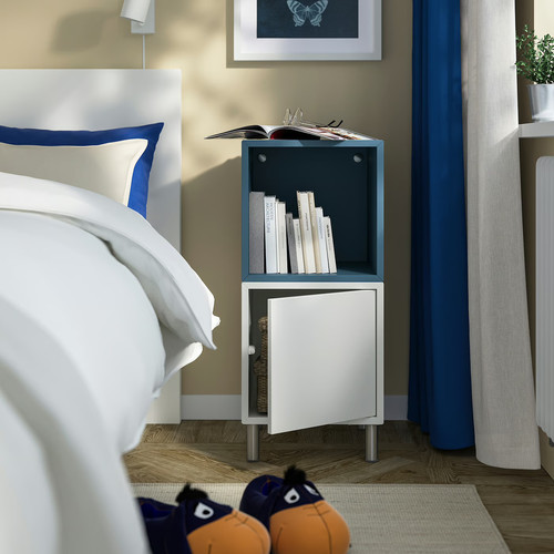 EKET Cabinet combination with legs, white/dark grey-blue, 35x35x80 cm