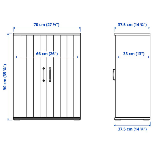 SKRUVBY Cabinet with doors, black-blue, 70x90 cm