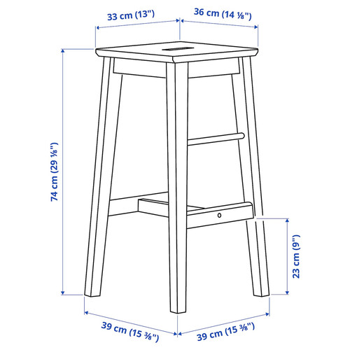 NILSOLLE Bar stool, birch, 74 cm