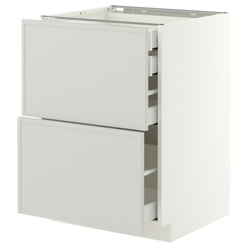 METOD/MAXIMERA Base cb 2 frnts/2 low/1 md/1 hi drw, white/Aspudden light grey, 60x60 cm