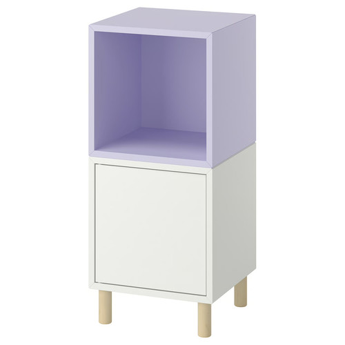 EKET Cabinet combination with legs, white pale lilac/wood, 35x35x80 cm