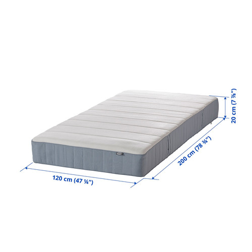VESTERÖY Pocket sprung mattress, medium firm/light blue, 120x200 cm