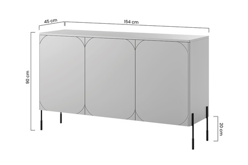 Three-Door Cabinet with Drawer Units Sonatia 150 cm, cashmere