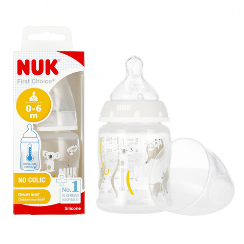 NUK First Choice Plus Baby Bottle with Temperature Control 150ml 0-6m, grey