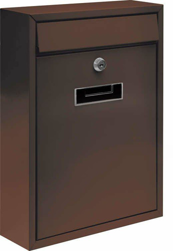 Wall-Mount Letterbox, Brown, 360 x 260 x 80mm