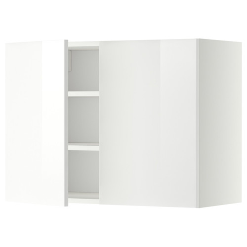 METOD Wall cabinet with shelves/2 doors, white/Ringhult white, 80x60 cm