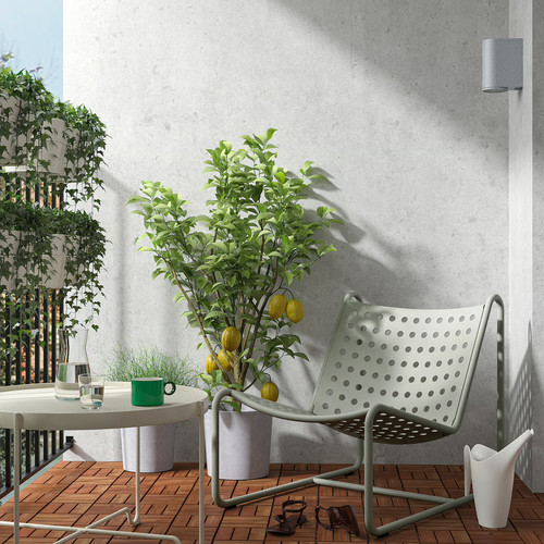 SKOGSÖN Easy chair, light grey outdoor