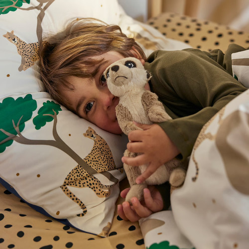 SANDLÖPARE Soft toy, meerkat/beige, 20 cm