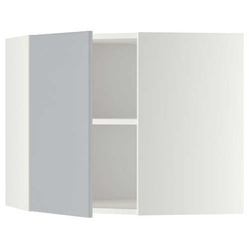 METOD Corner wall cabinet with shelves, white/Veddinge grey, 68x60 cm