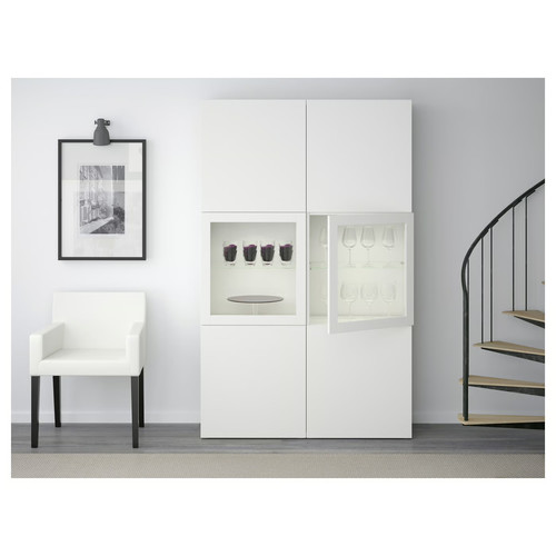 BESTÅ Storage combination w/glass doors, white, Lappviken white, clear glass, 120x40x192 cm