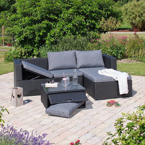 Outdoor Corner Furniture Set ROMA RELAX, black